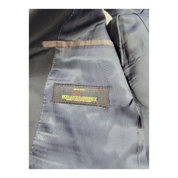 Blazer - Holland and Sherry By Moustache Slim Fit Size 48 Blue Sportcoat Jacket - Picture 16 of 16